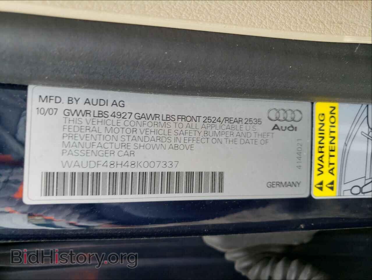 2008 AUDI A4 - VIN: WAUDF48H48K007337 - Фото 10