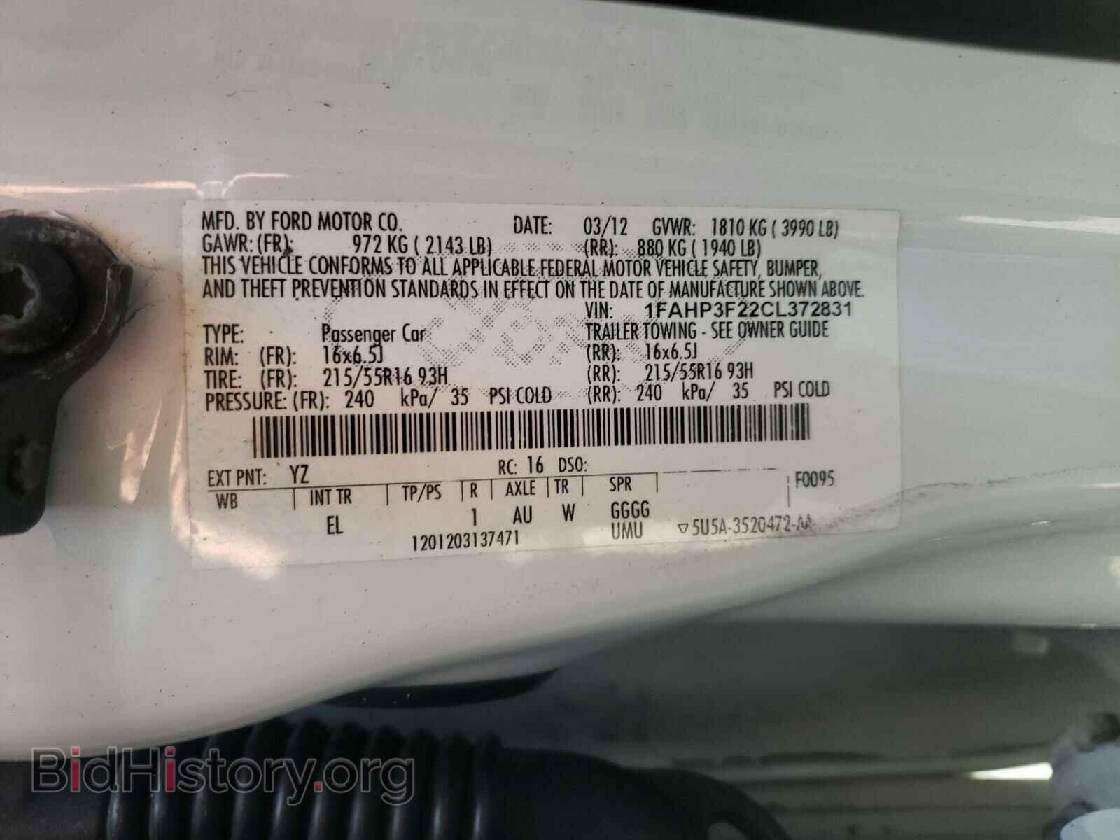 2012 FORD FOCUS - VIN: 1FAHP3F22CL372831 - Фото 10