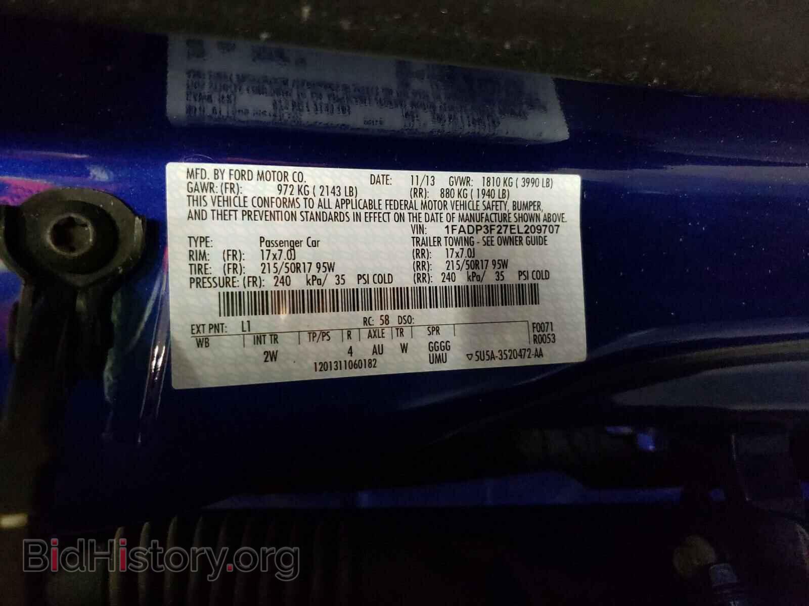 2014 FORD FOCUS - VIN: 1FADP3F27EL209707 - Фото 10