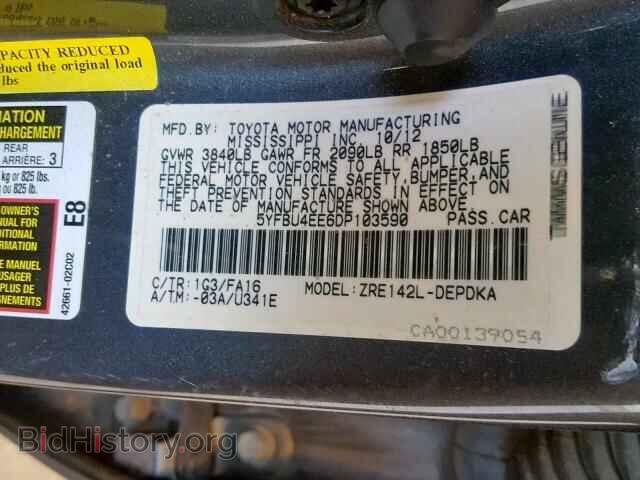 2013 TOYOTA COROLLA BA - VIN: 5YFBU4EE6DP103590 - Фото 10