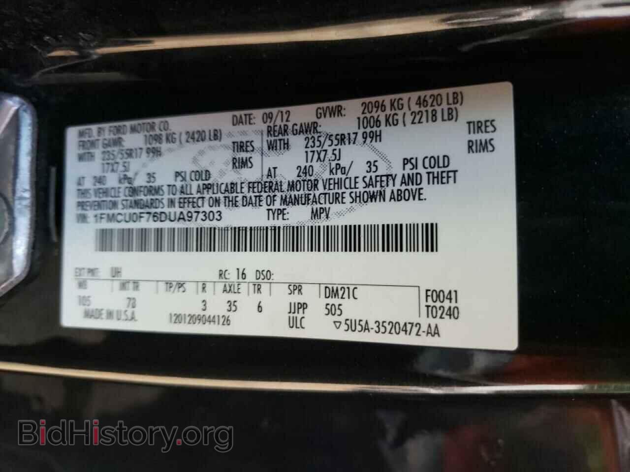 2013 FORD ESCAPE - VIN: 1FMCU0F76DUA97303 - Фото 10