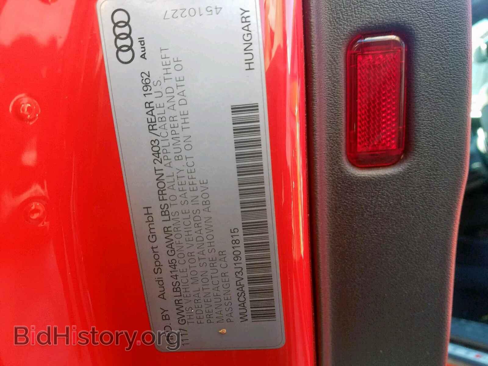2018 AUDI TT - VIN: WUACSAFV3J1901815 - Фото 10