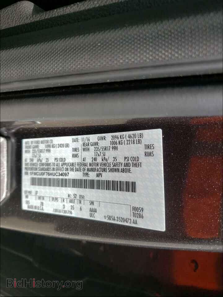 2017 FORD ESCAPE - VIN: 1FMCU0F76HUC34097 - Photo 10