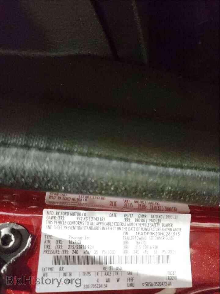 2017 FORD FOCUS - VIN: 1FADP3K23HL281515 - Фото 10