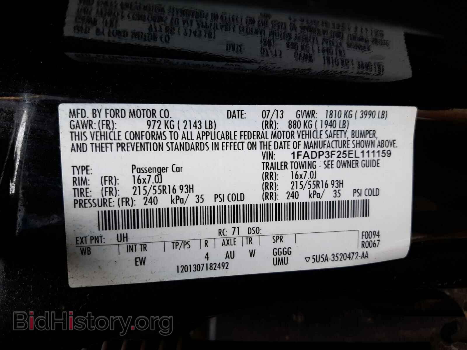 2014 FORD FOCUS - VIN: 1FADP3F25EL111159 - Фото 10