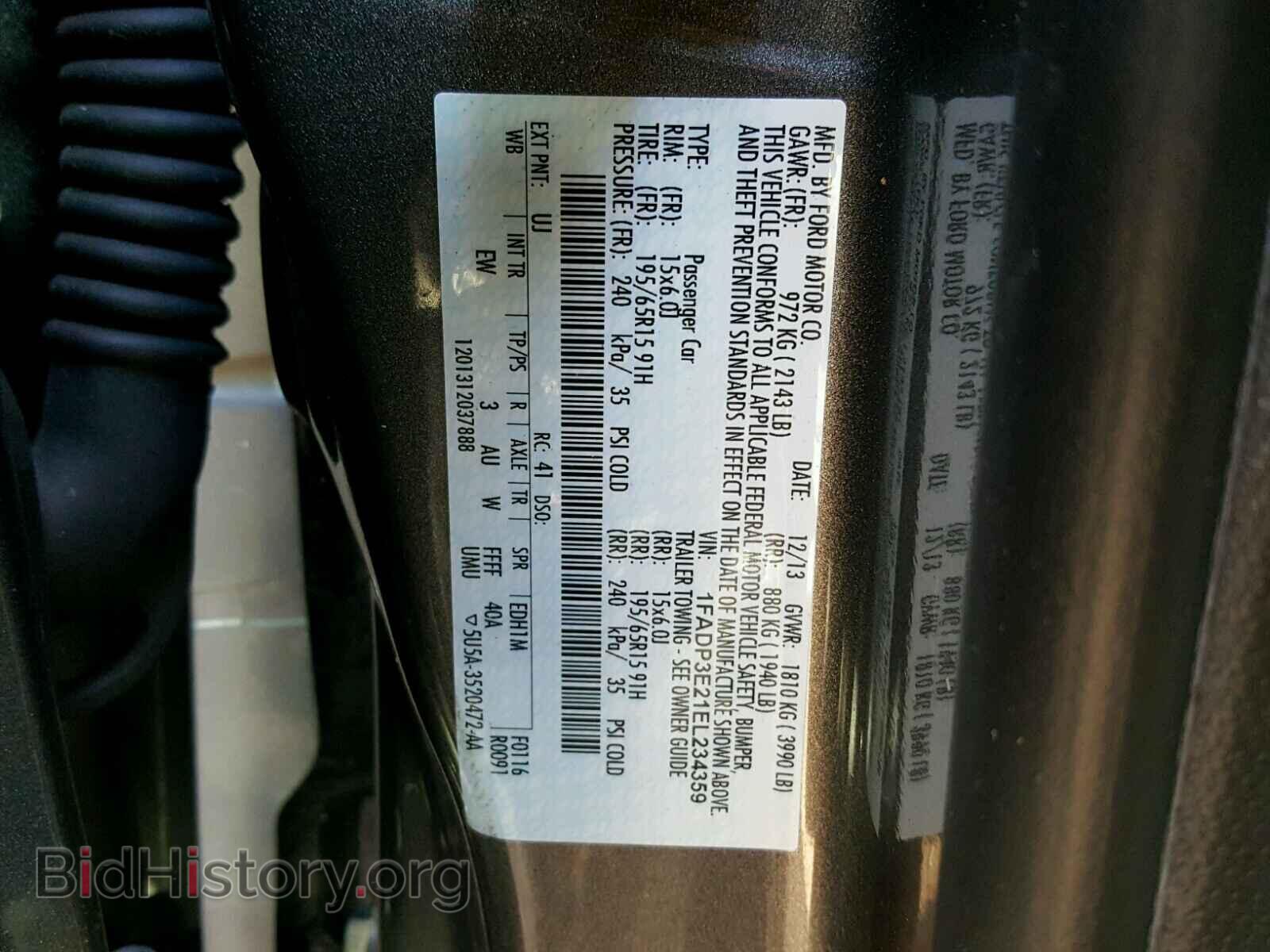 2014 FORD FOCUS - VIN: 1FADP3E21EL234359 - Фото 10