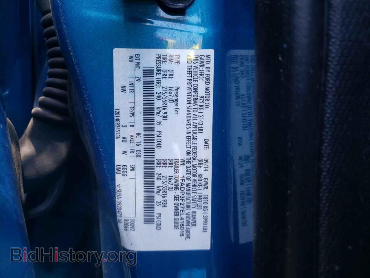 2014 FORD FOCUS - VIN: 1FADP3F27EL416016 - Фото 10