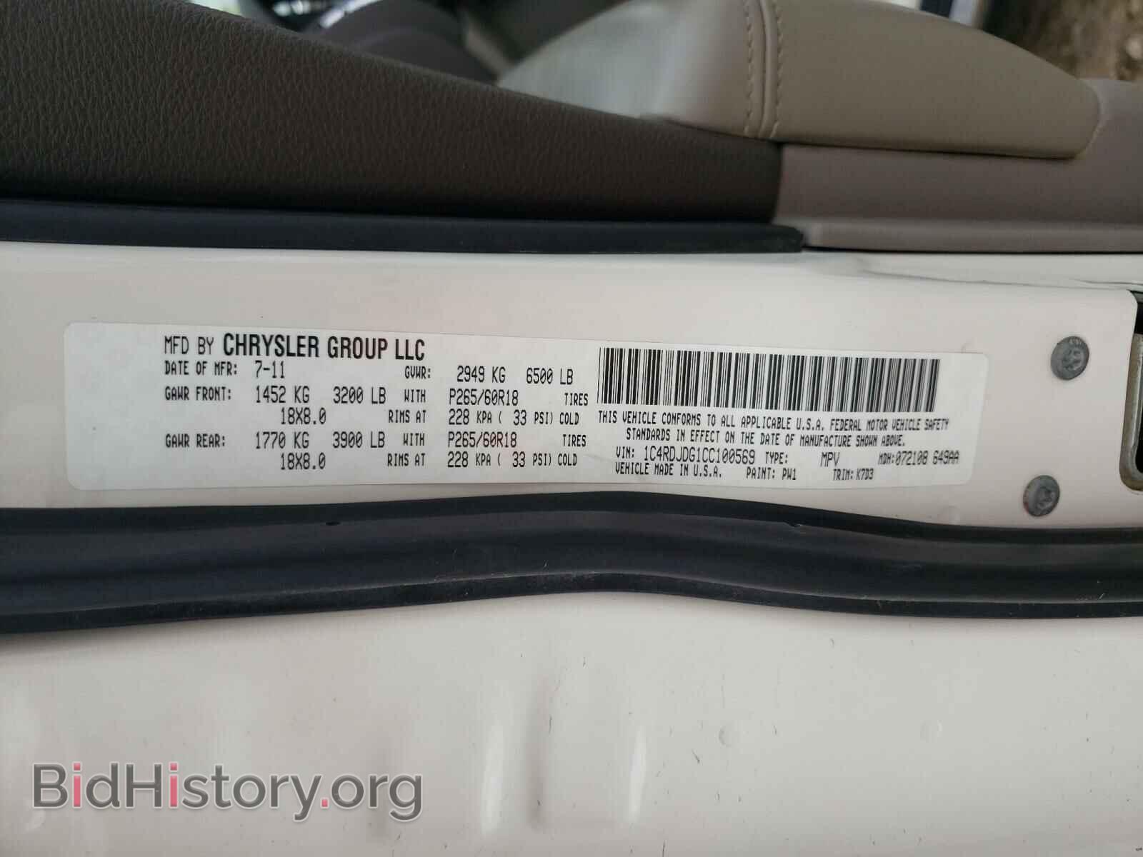 2012 DODGE DURANGO - VIN: 1C4RDJDG1CC100569 - Photo 10