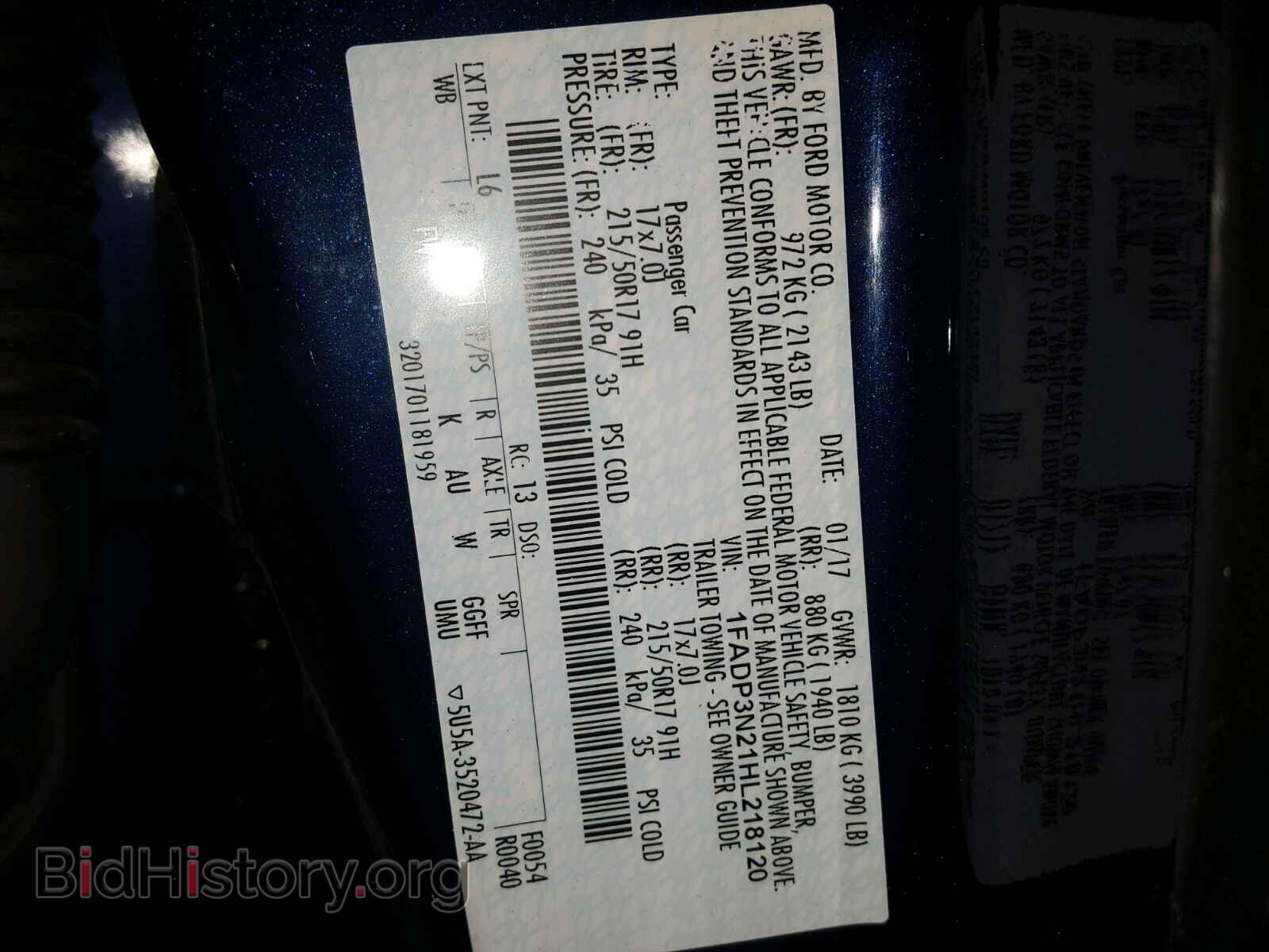 2017 FORD FOCUS - VIN: 1FADP3N21HL218120 - Фото 10