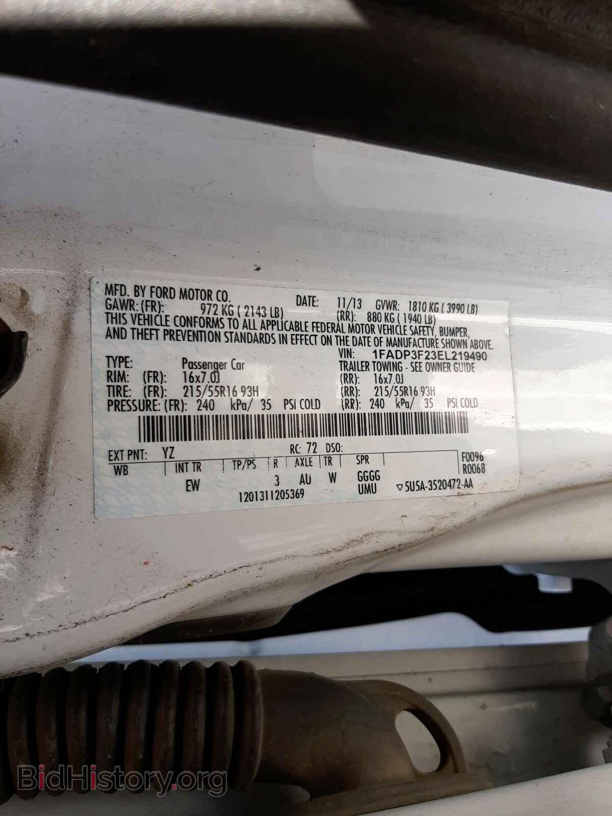 2014 FORD FOCUS - VIN: 1FADP3F23EL219490 - Фото 10