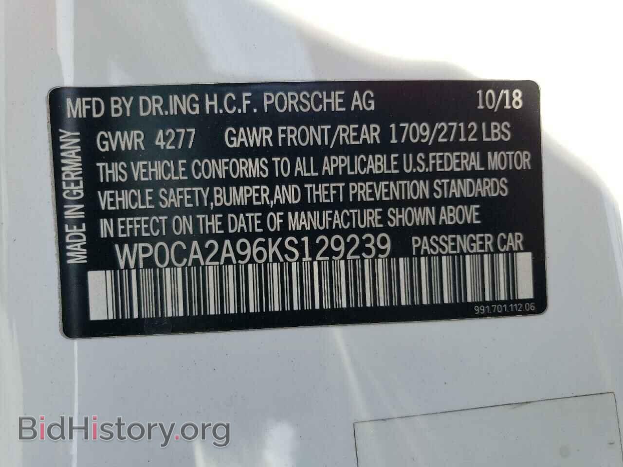 2019 PORSCHE 911 - VIN: WP0CA2A96KS129239 - Фото 13