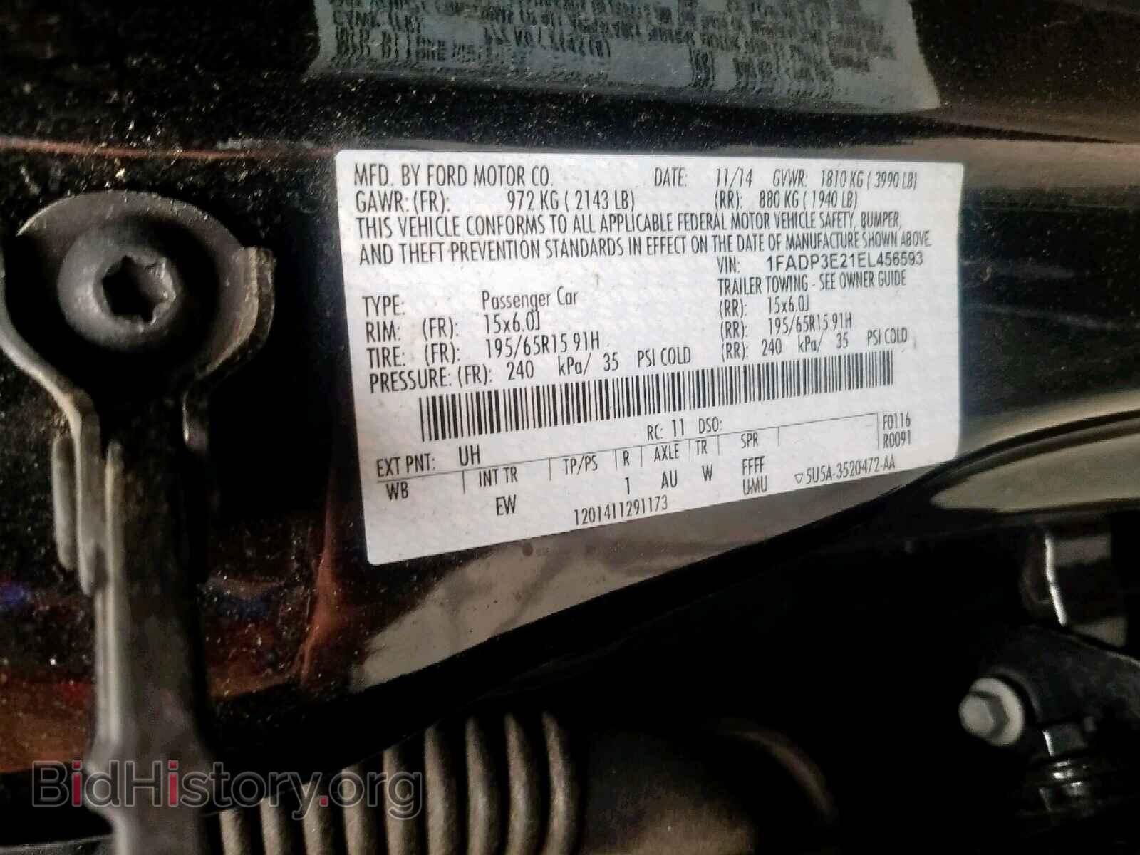 2014 FORD FOCUS - VIN: 1FADP3E21EL456593 - Фото 10