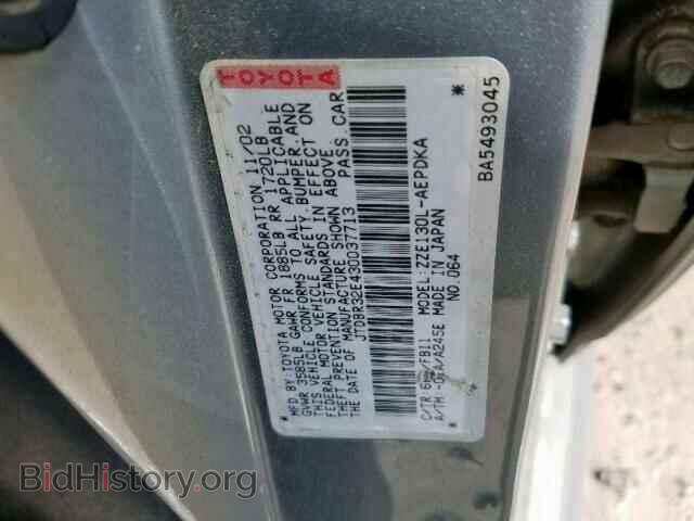 2003 TOYOTA COROLLA - VIN: JTDBR32E430037713 - Photo 10