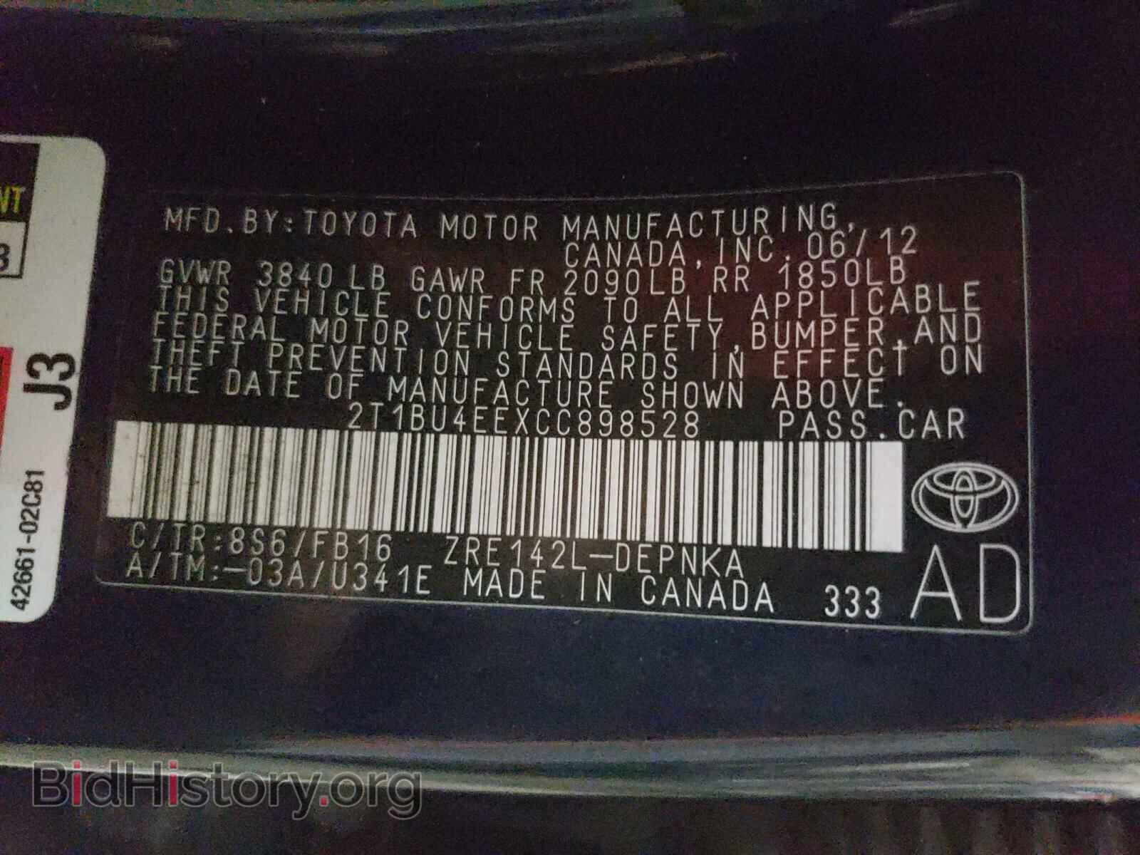 2012 TOYOTA COROLLA - VIN: 2T1BU4EEXCC898528 - Photo 10