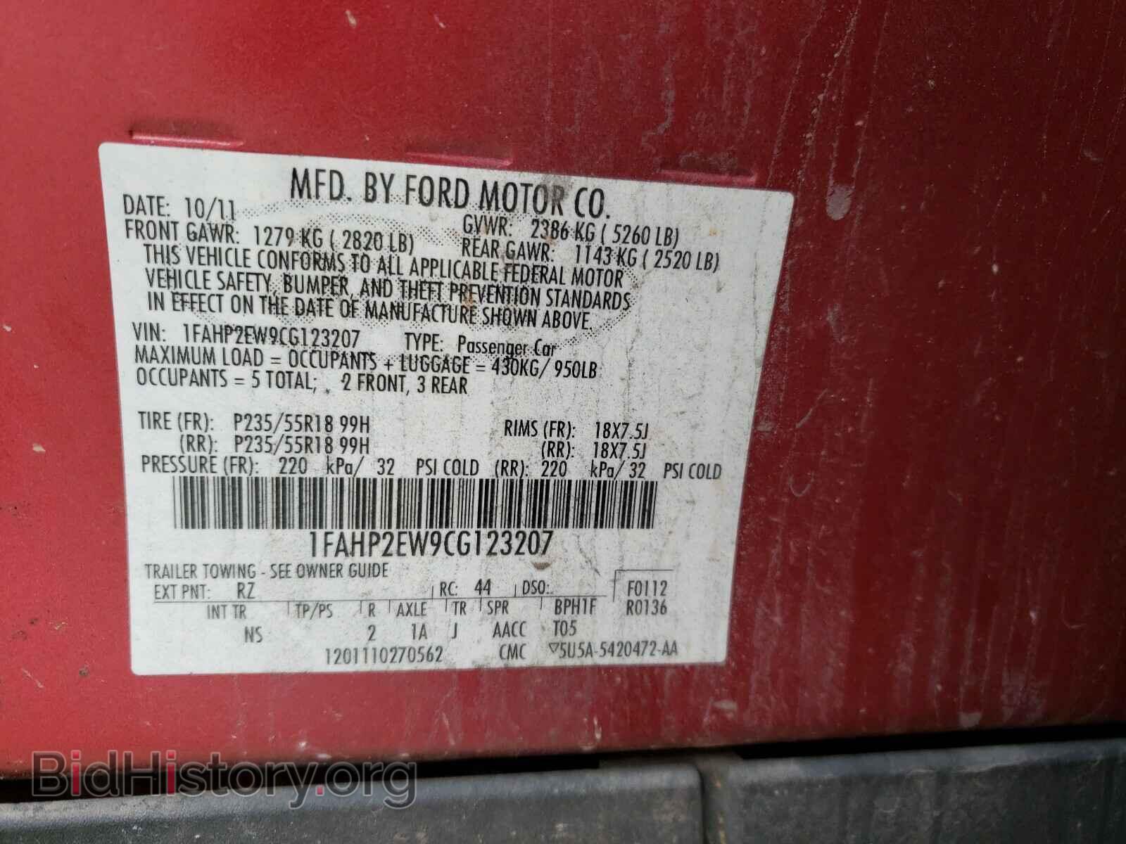 2012 FORD TAURUS - VIN: 1FAHP2EW9CG123207 - Photo 10