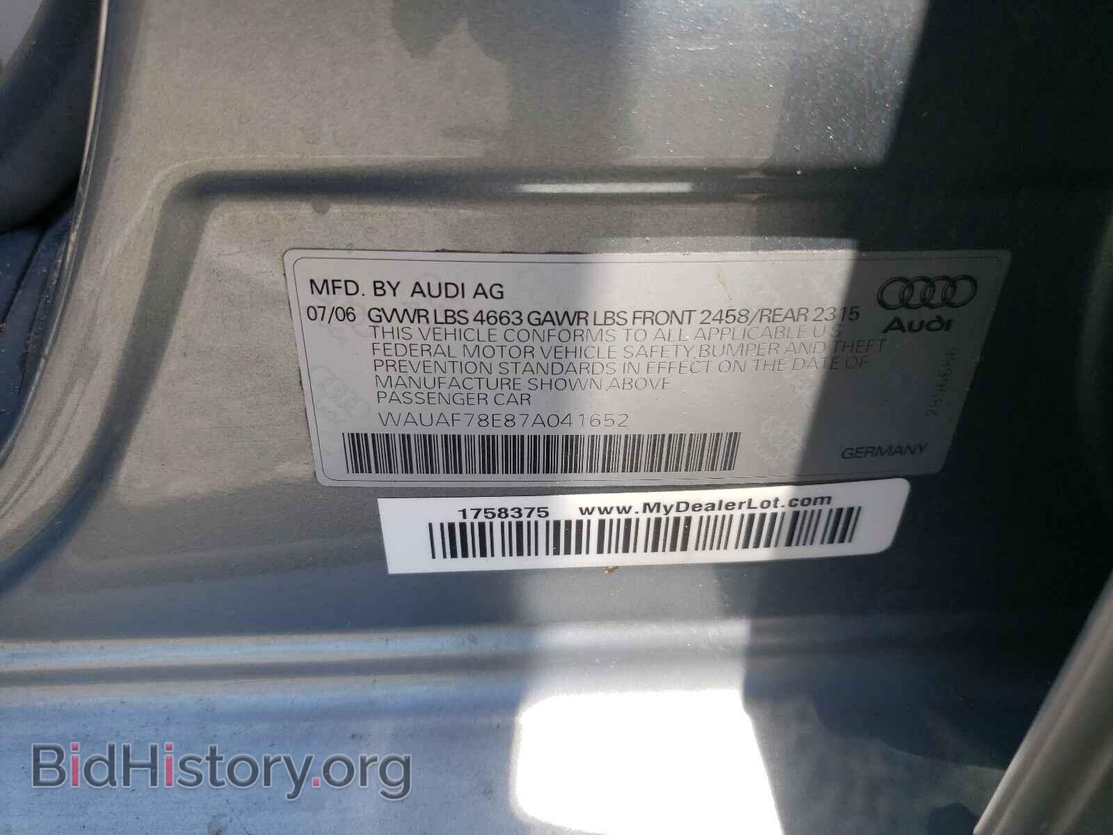 2007 AUDI A4 - VIN: WAUAF78E87A041652 - Photo 10