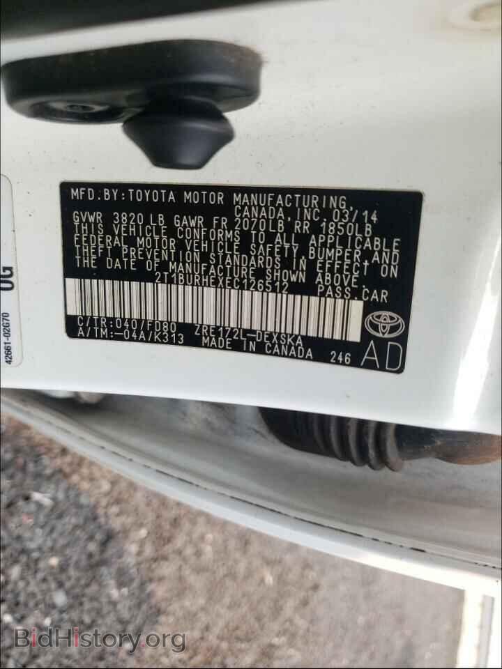 2014 TOYOTA COROLLA - VIN: 2T1BURHEXEC126512 - Фото 10
