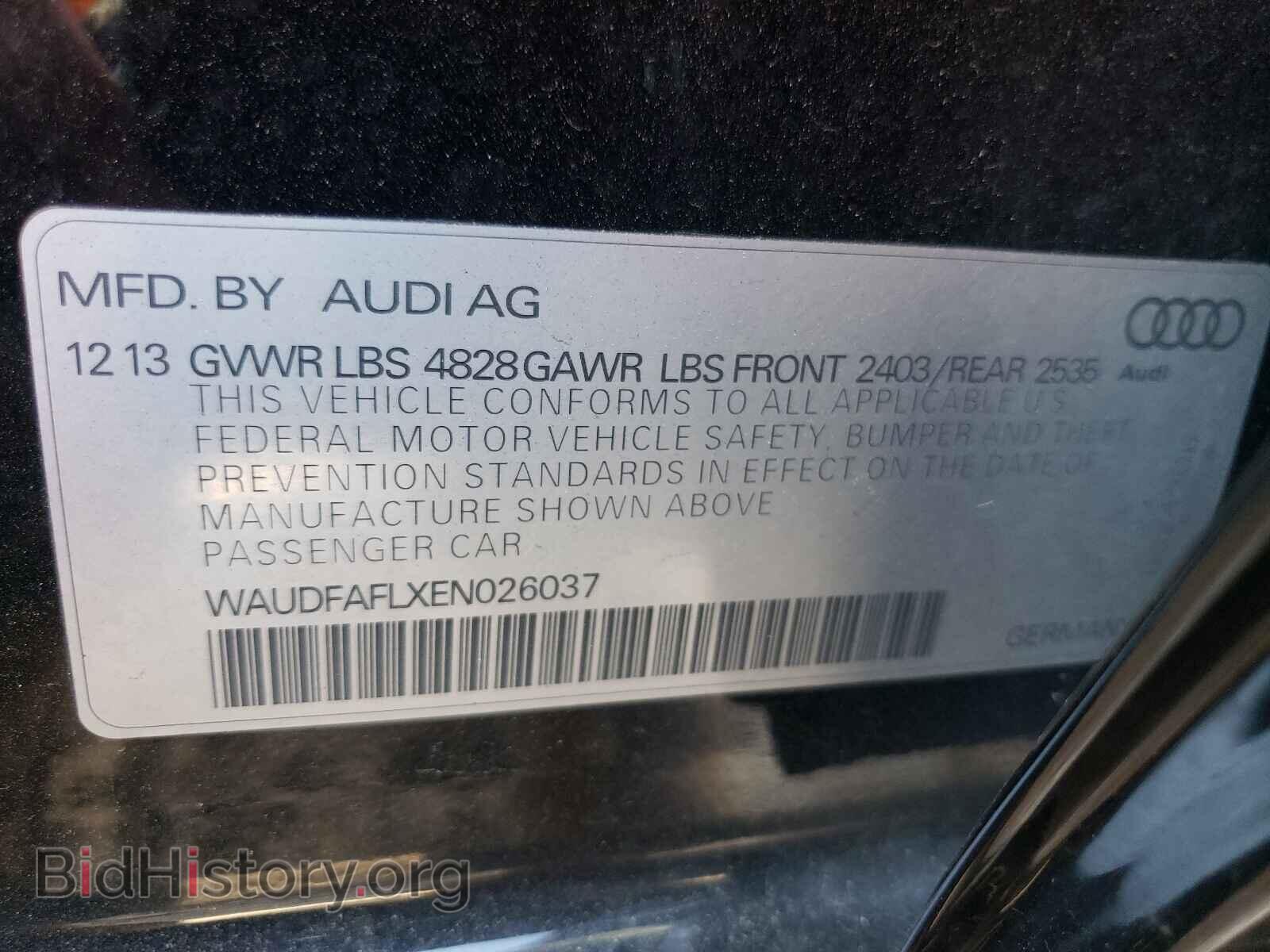 2014 AUDI A4 - VIN: WAUDFAFLXEN026037 - Фото 10