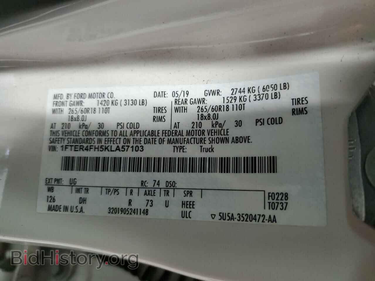 2019 FORD RANGER - VIN: 1FTER4FH5KLA57103 - Фото 14
