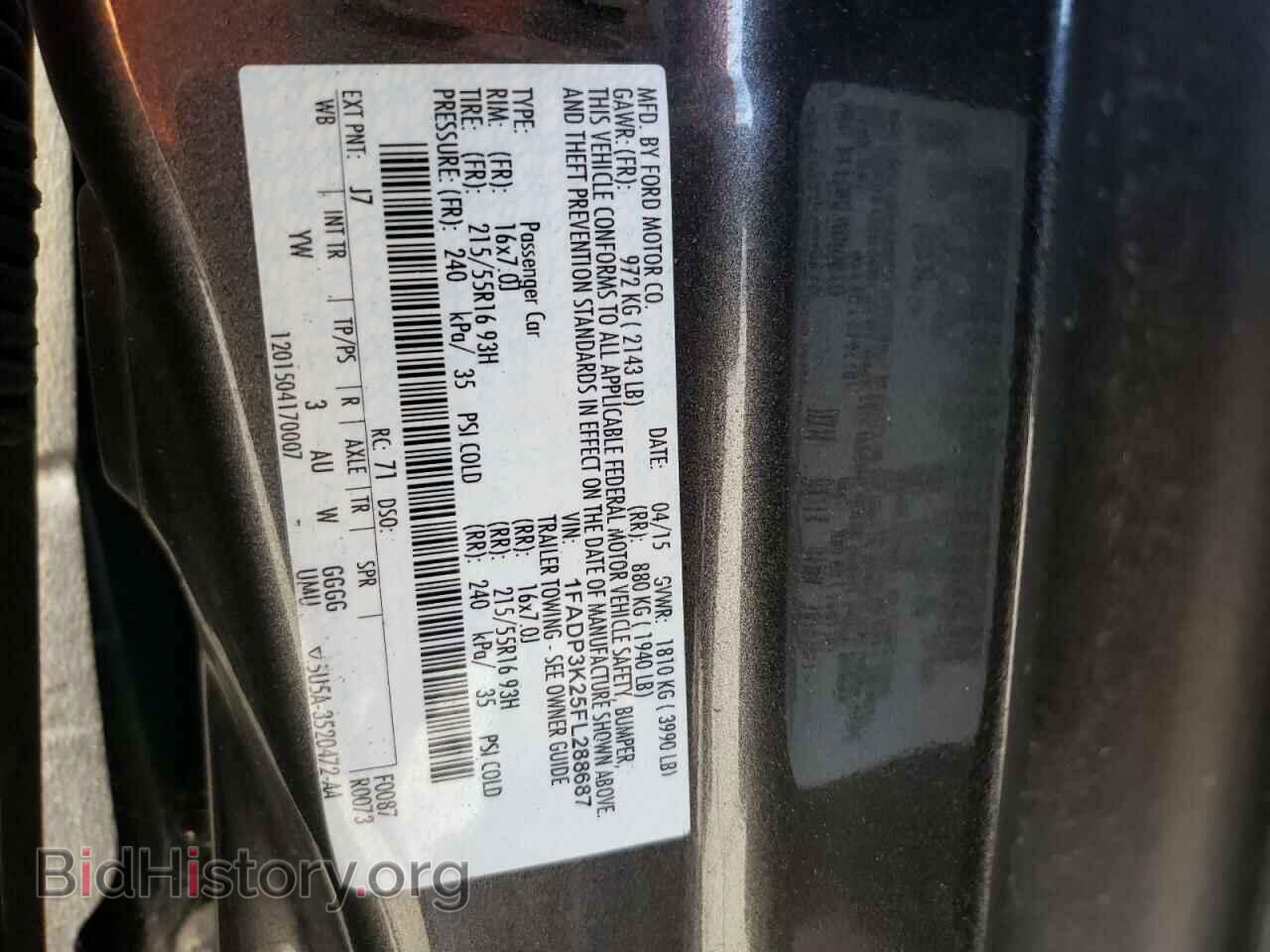2015 FORD FOCUS - VIN: 1FADP3K25FL288687 - Фото 10