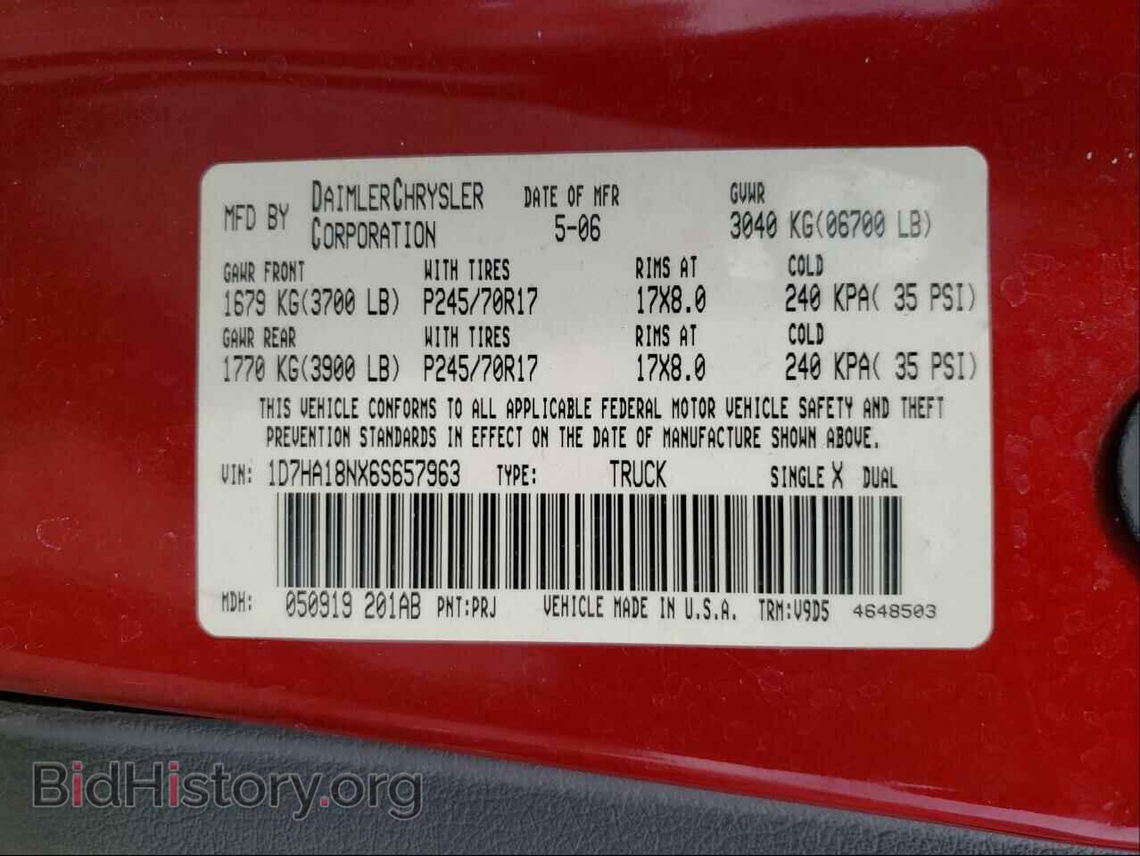 2006 DODGE RAM 1500 - VIN: 1D7HA18NX6S657963 - Фото 10