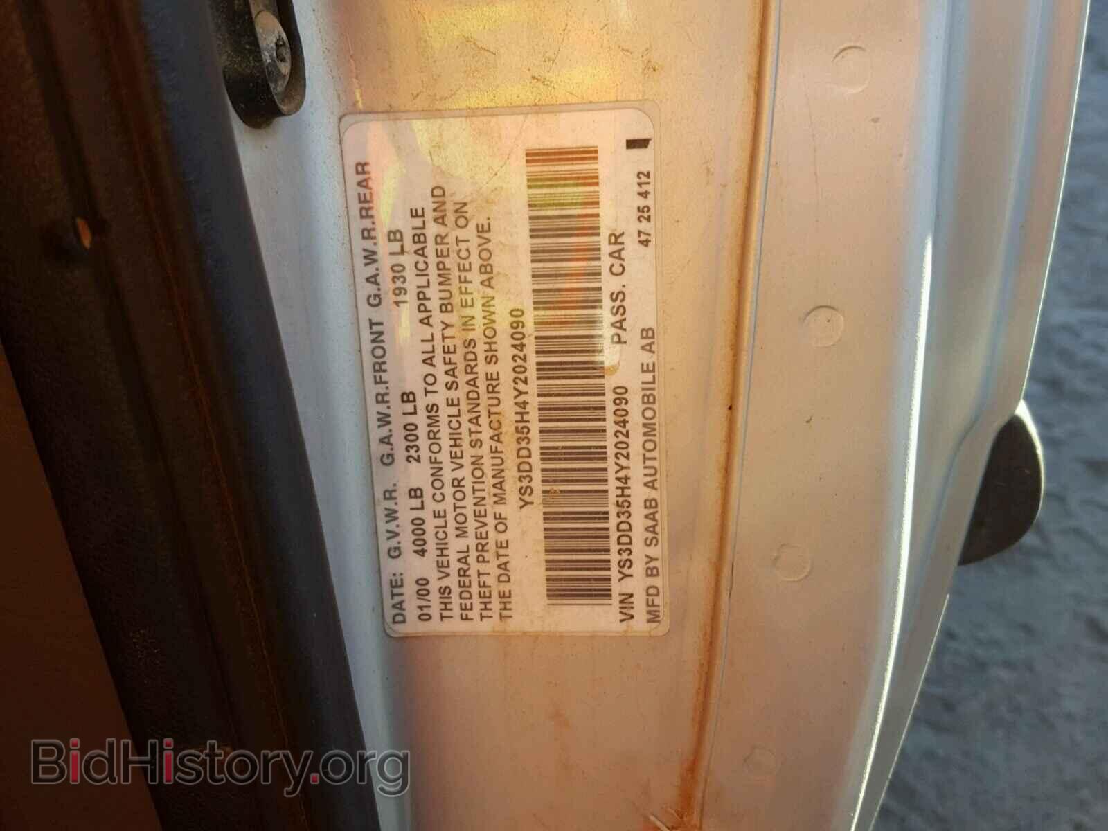 2000 SAAB 9 3 - VIN: YS3DD35H4Y2024090 - Photo 10