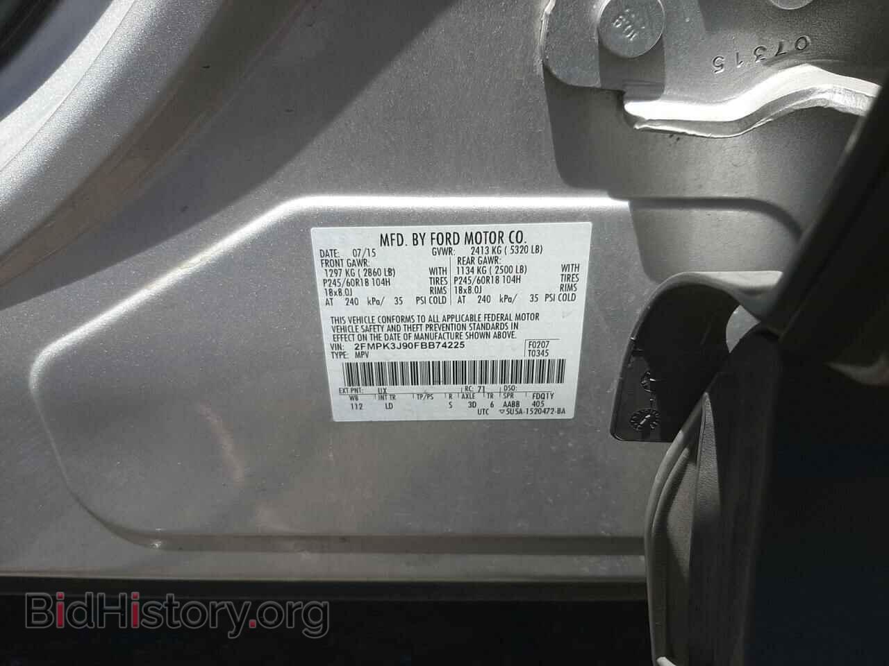 2015 FORD EDGE - VIN: 2FMPK3J90FBB74225 - Photo 10