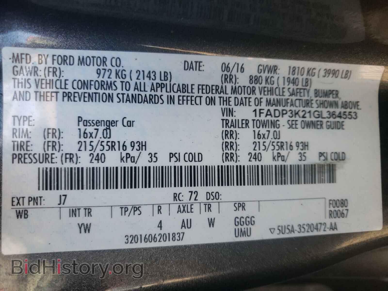 2016 FORD FOCUS - VIN: 1FADP3K21GL364553 - Фото 10