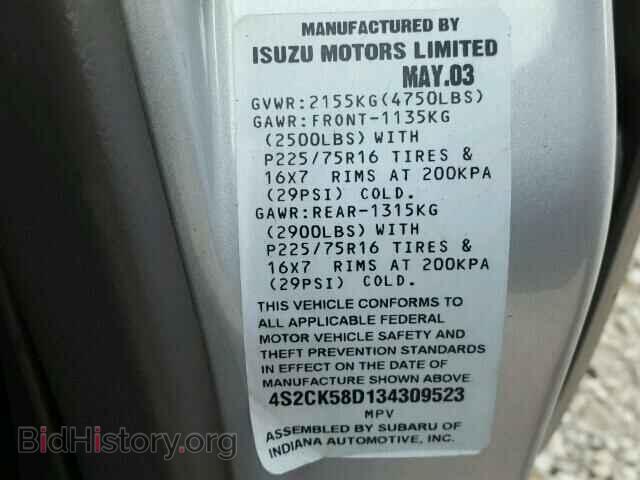 2003 ISUZU RODEO - VIN: 4S2CK58D134309523 - Photo 10