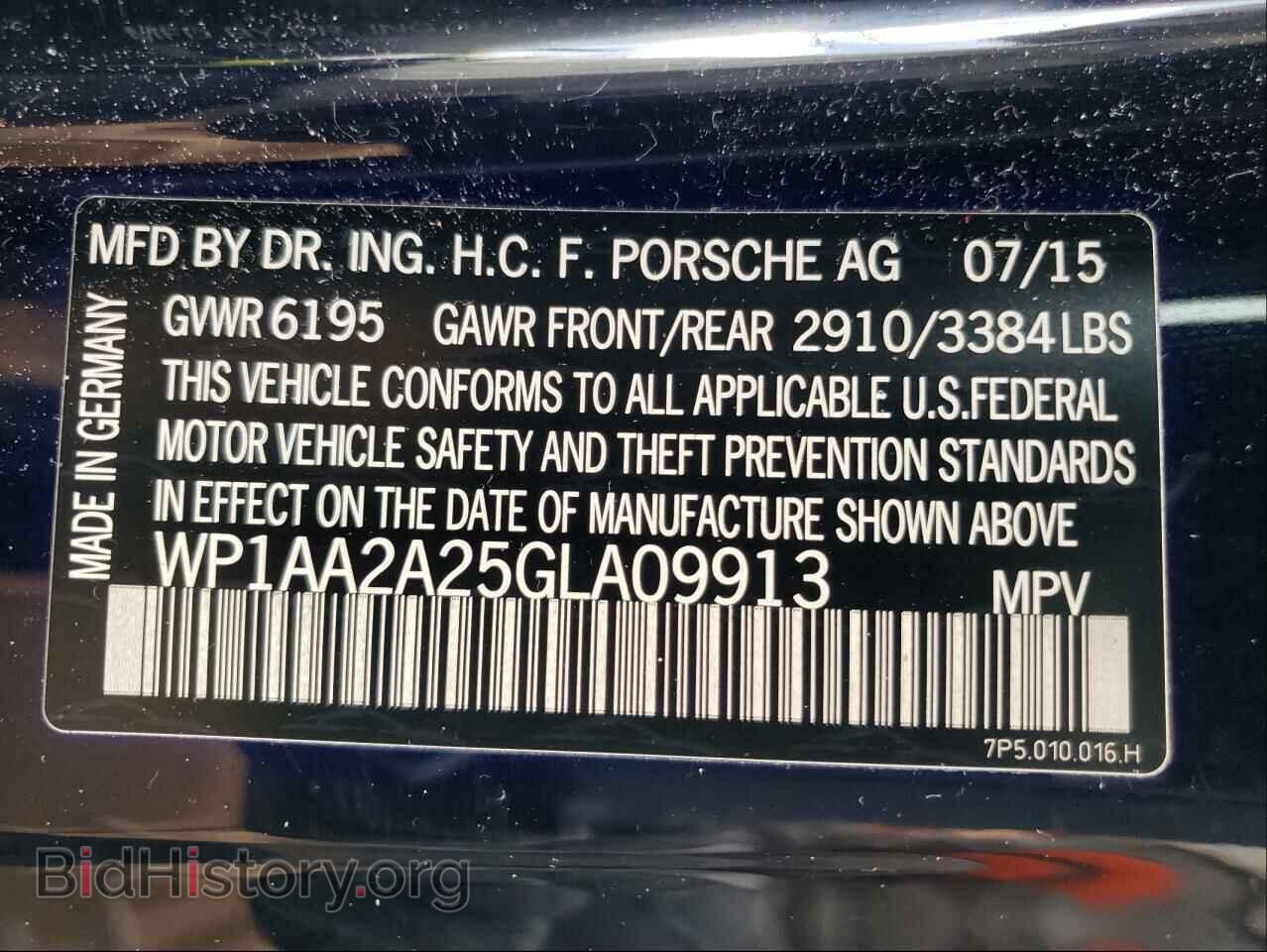 2016 PORSCHE CAYENNE - VIN: WP1AA2A25GLA09913 - Фото 10