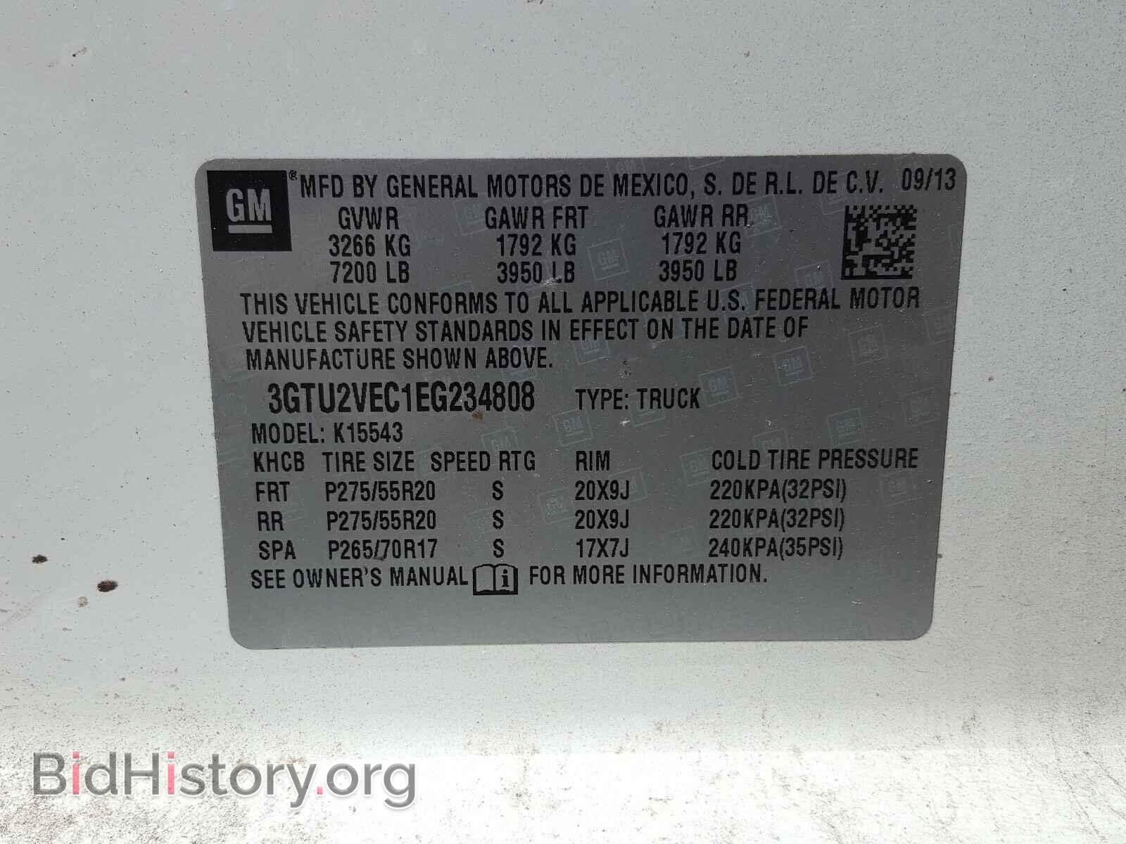 2014 GMC SIERRA - VIN: 3GTU2VEC1EG234808 - Фото 10