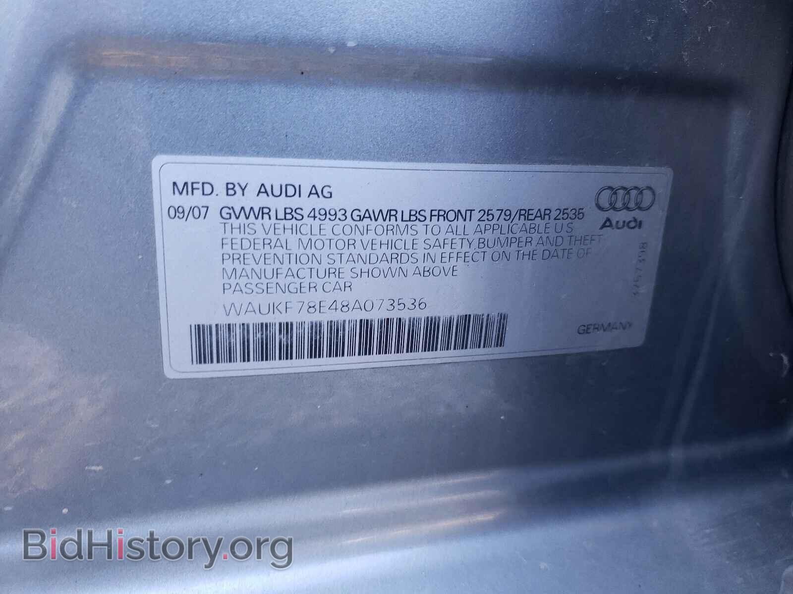 2008 AUDI A4 - VIN: WAUKF78E48A073536 - Фото 10