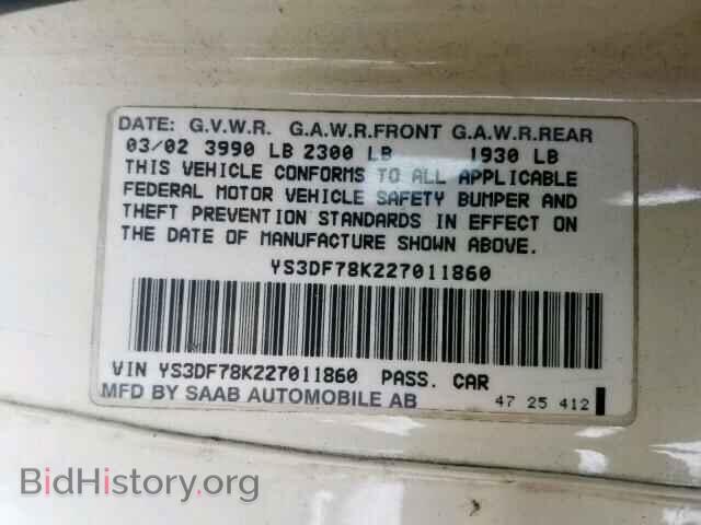 2002 SAAB 9 3 - VIN: YS3DF78K227011860 - Photo 10