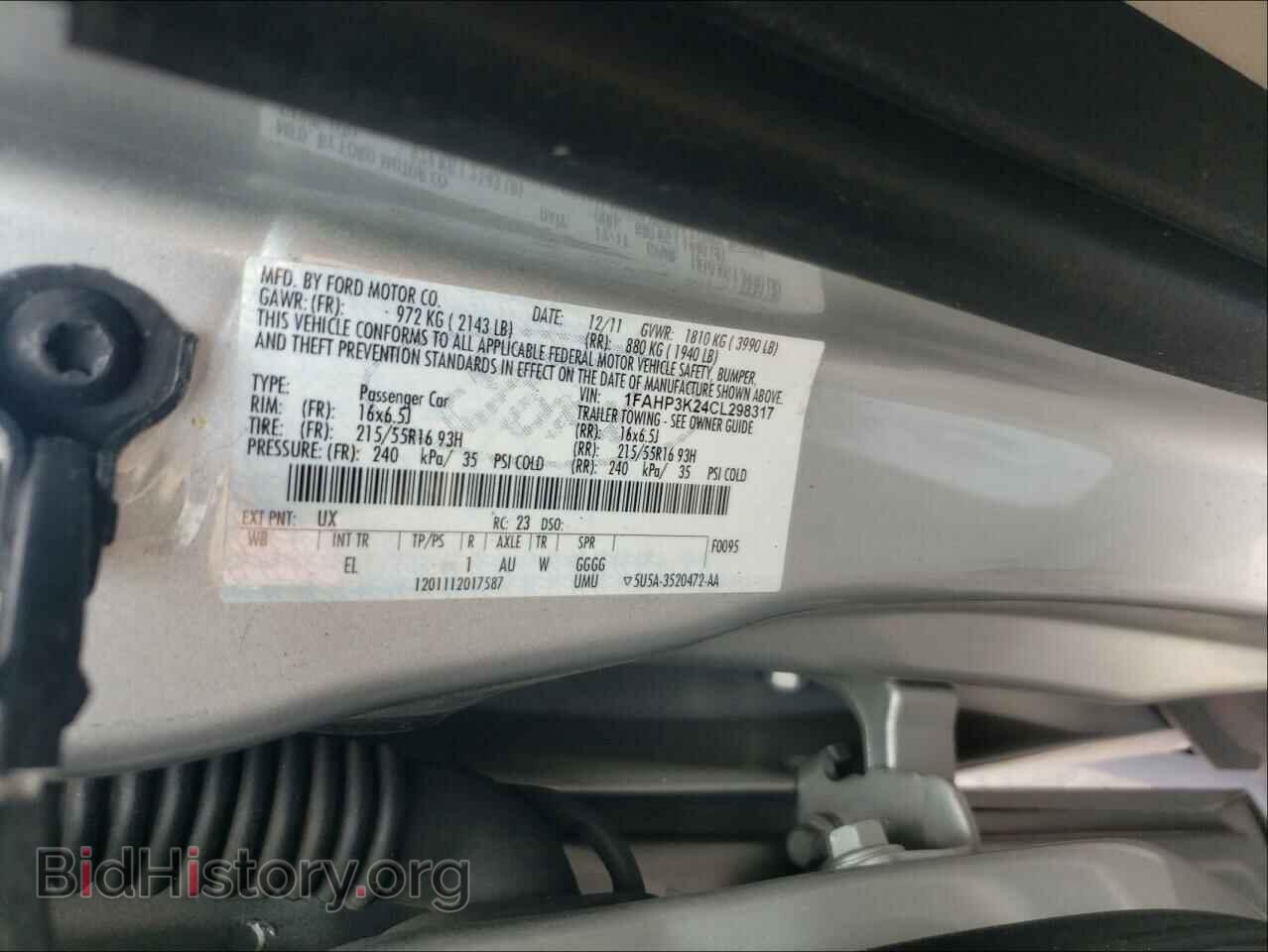 2012 FORD FOCUS - VIN: 1FAHP3K24CL298317 - Фото 10