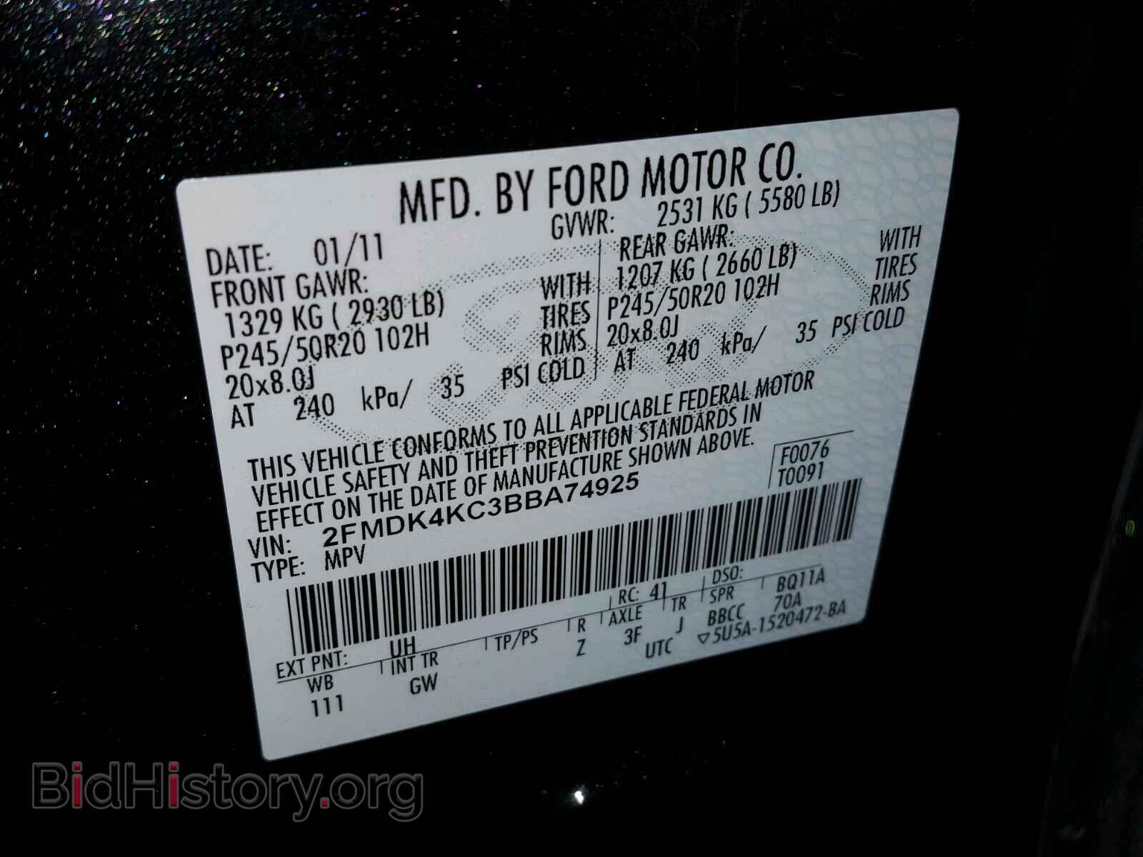 2011 FORD EDGE - VIN: 2FMDK4KC3BBA74925 - Photo 10