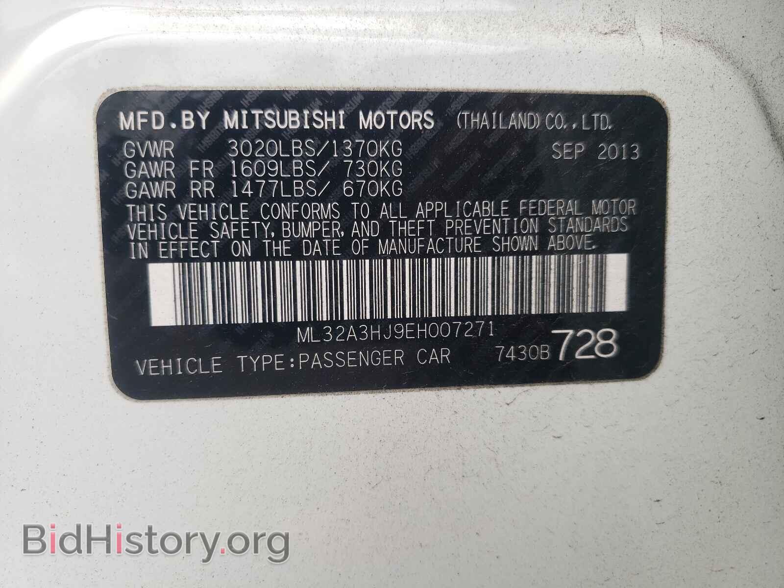 2014 MITSUBISHI MIRAGE - VIN: ML32A3HJ9EH007271 - Фото 10