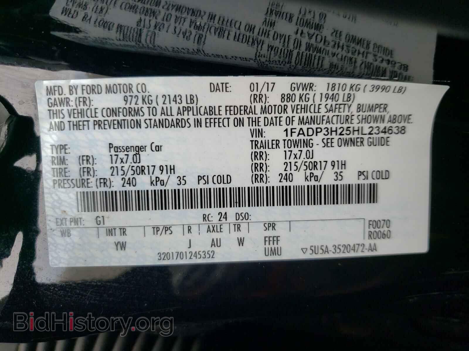 2017 FORD FOCUS - VIN: 1FADP3H25HL234638 - Фото 10