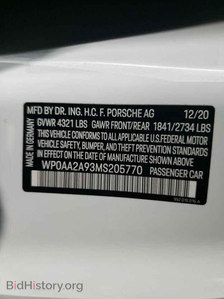 2021 PORSCHE 911 - VIN: WP0AA2A93MS205770 - Фото 10