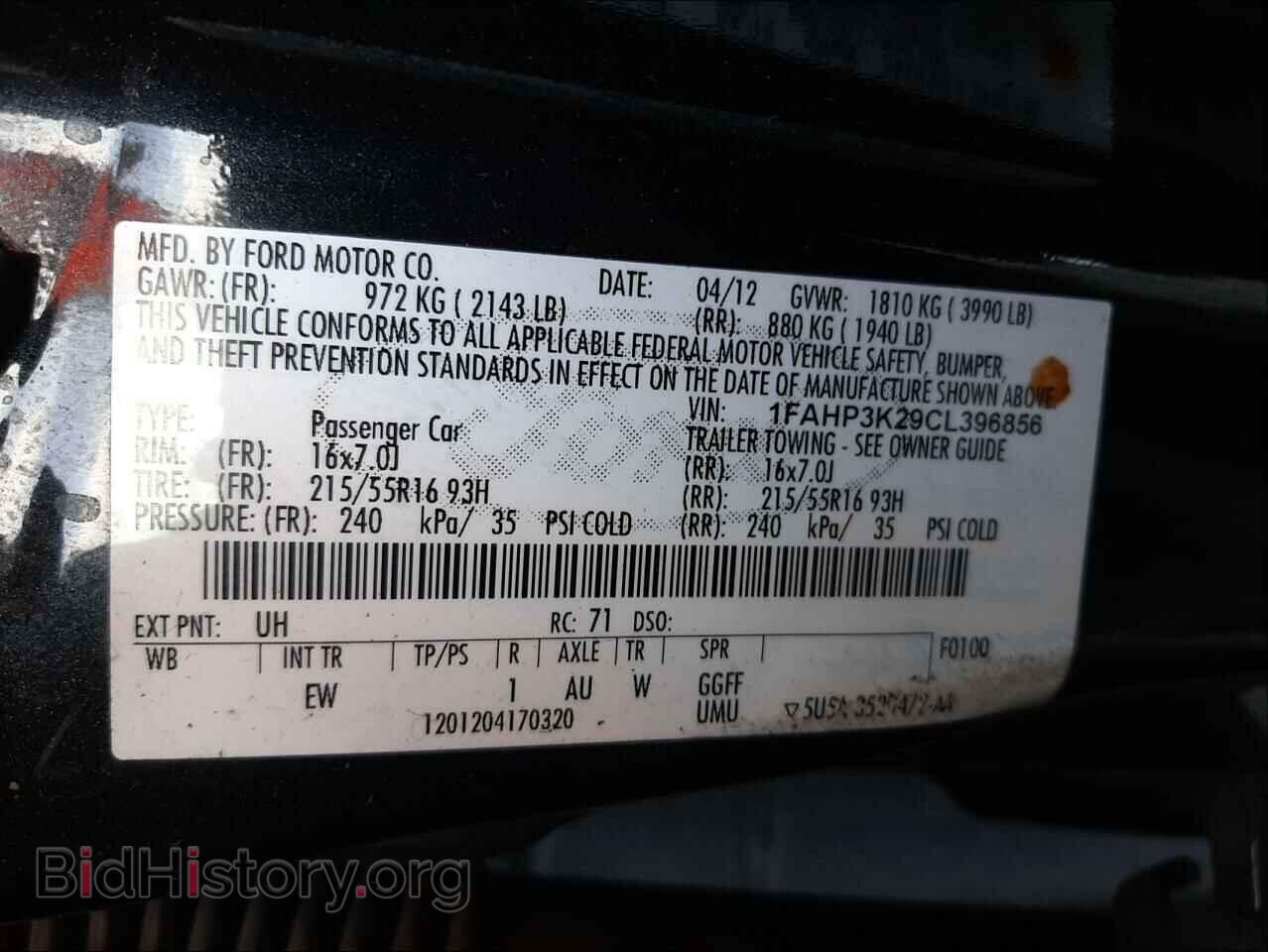 2012 FORD FOCUS - VIN: 1FAHP3K29CL396856 - Фото 10