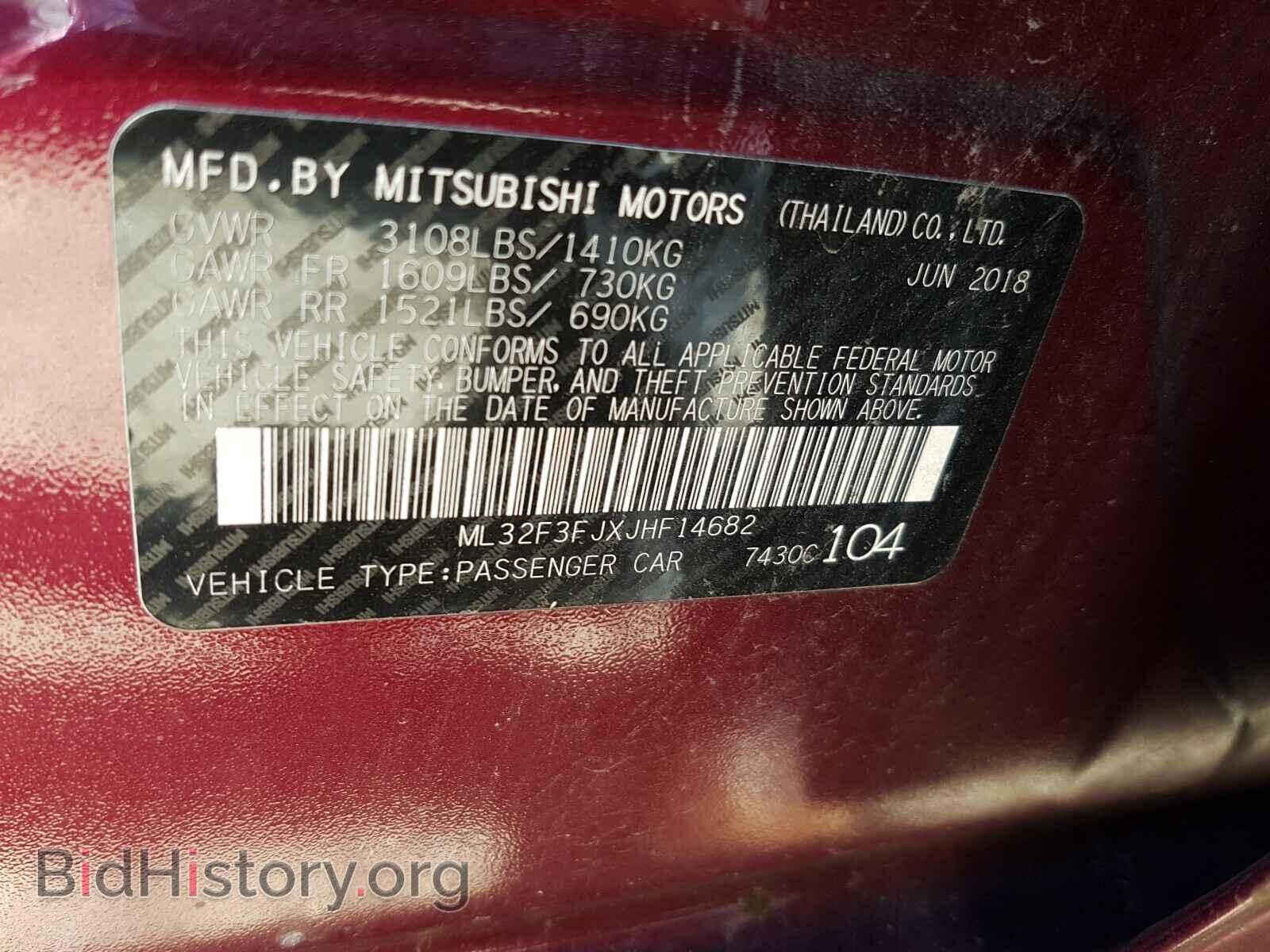 2018 MITSUBISHI MIRAGE - VIN: ML32F3FJXJHF14682 - Фото 10
