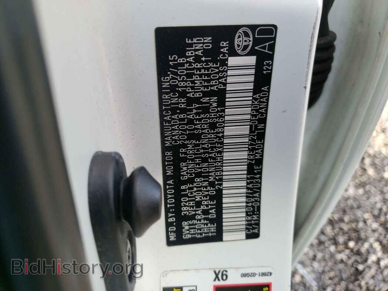 2015 TOYOTA COROLLA - VIN: 2T1BURHEXFC480631 - Фото 10