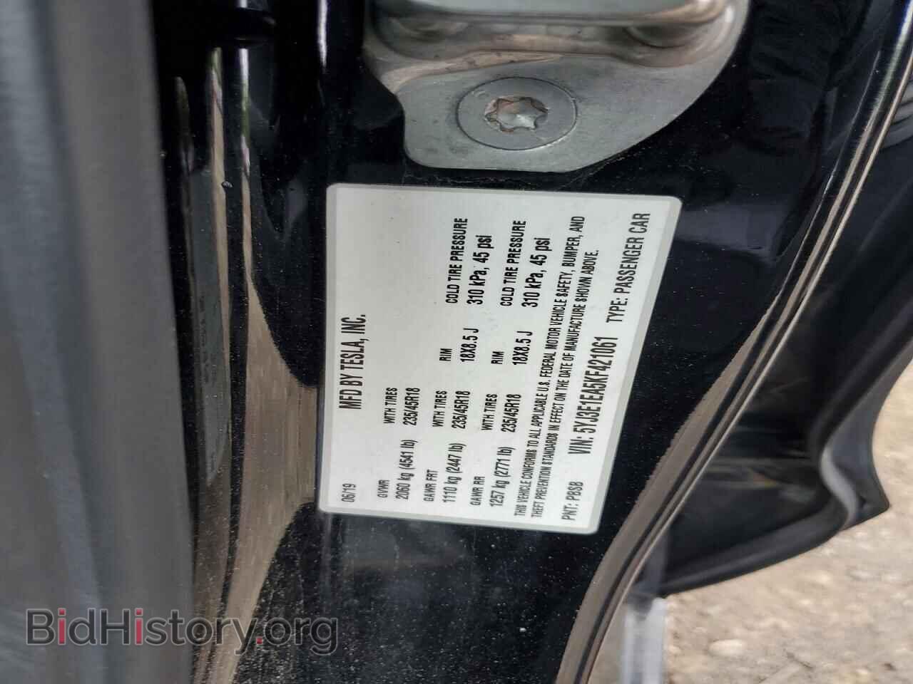 2019 TESLA MODEL 3 - VIN: 5YJ3E1EA5KF421061 - Фото 12