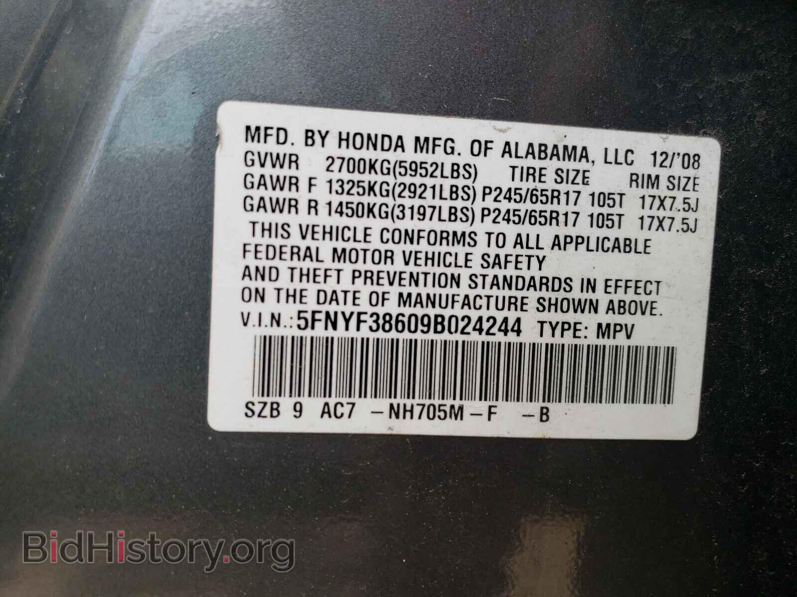 2009 HONDA PILOT - VIN: 5FNYF38609B024244 - Фото 10
