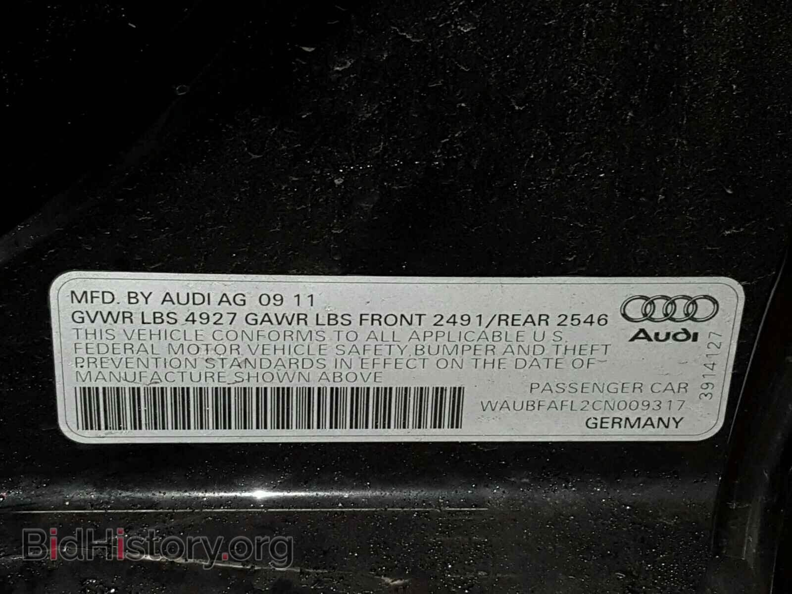 2012 AUDI A4 - VIN: WAUBFAFL2CN009317 - Photo 10