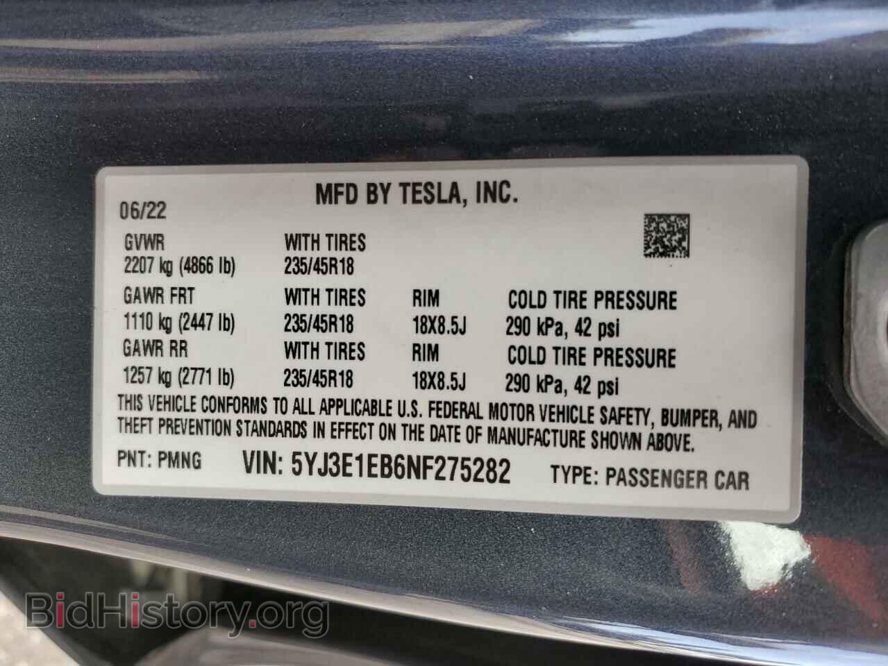 2022 TESLA MODEL 3 - VIN: 5YJ3E1EB6NF275282 - Фото 12
