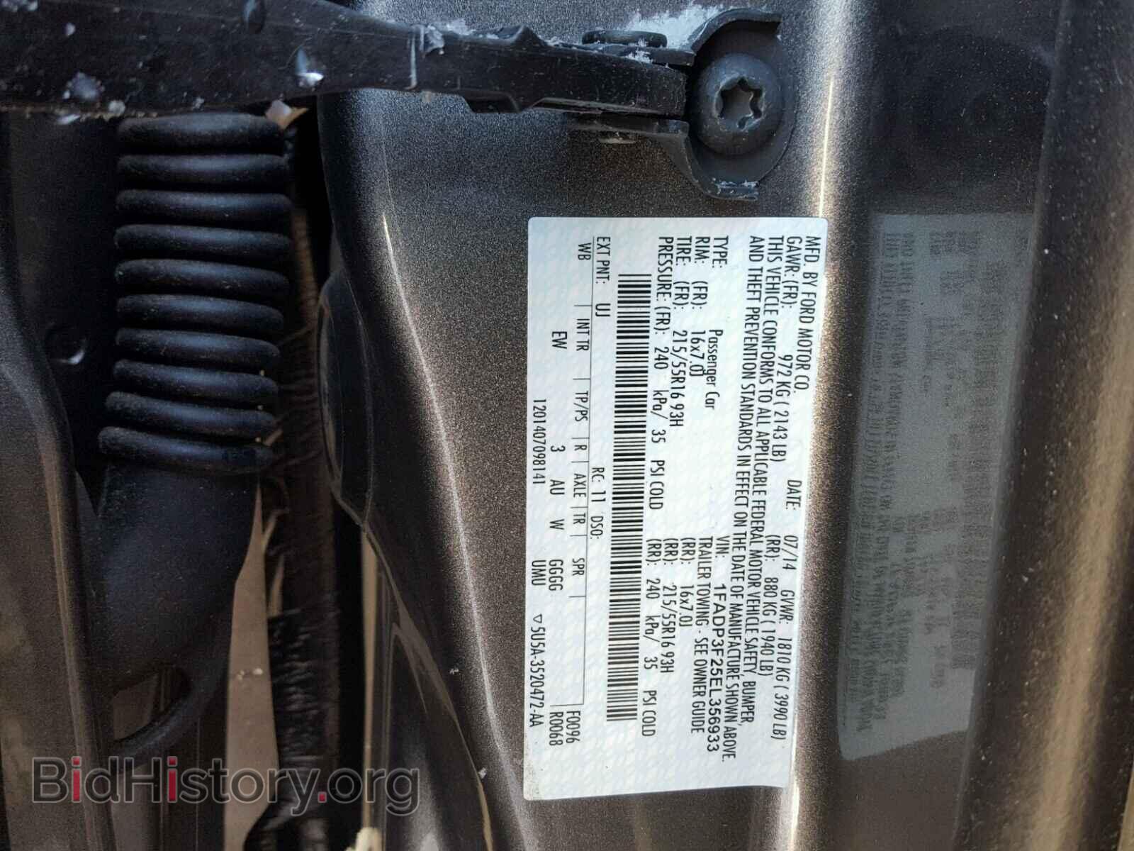 2014 FORD FOCUS - VIN: 1FADP3F25EL356933 - Фото 10