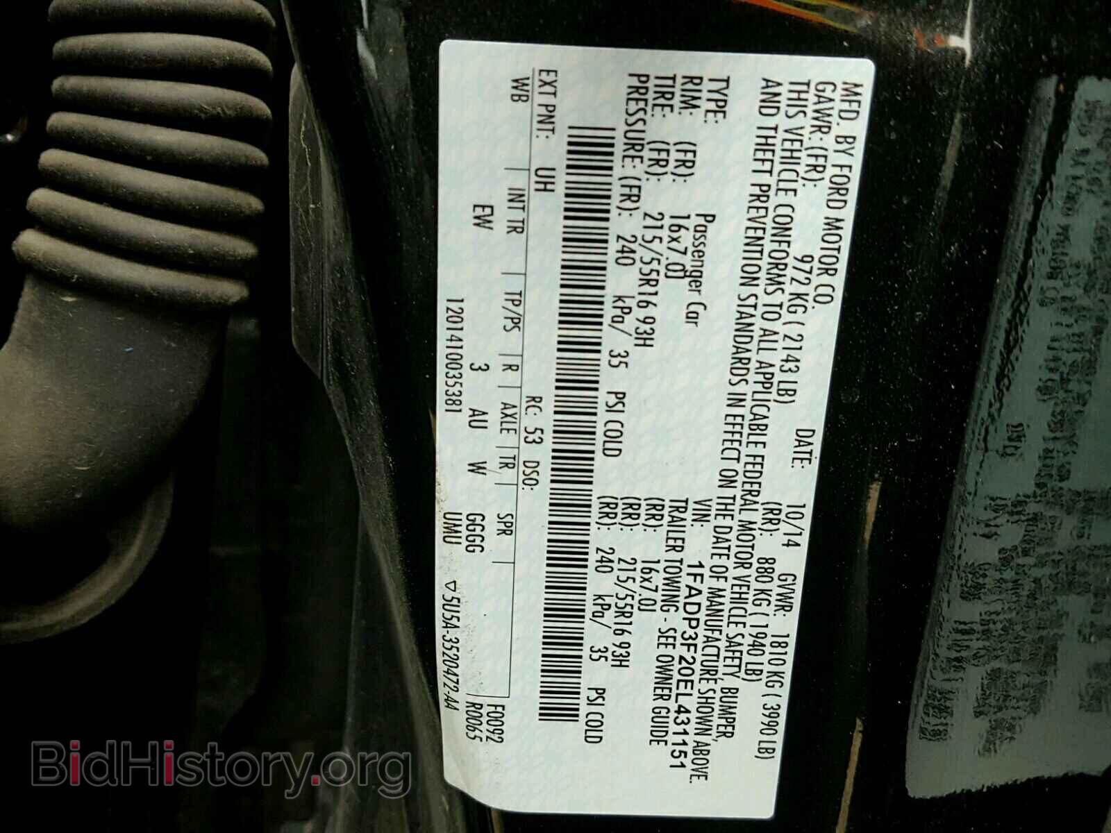 2014 FORD FOCUS - VIN: 1FADP3F20EL431151 - Фото 10