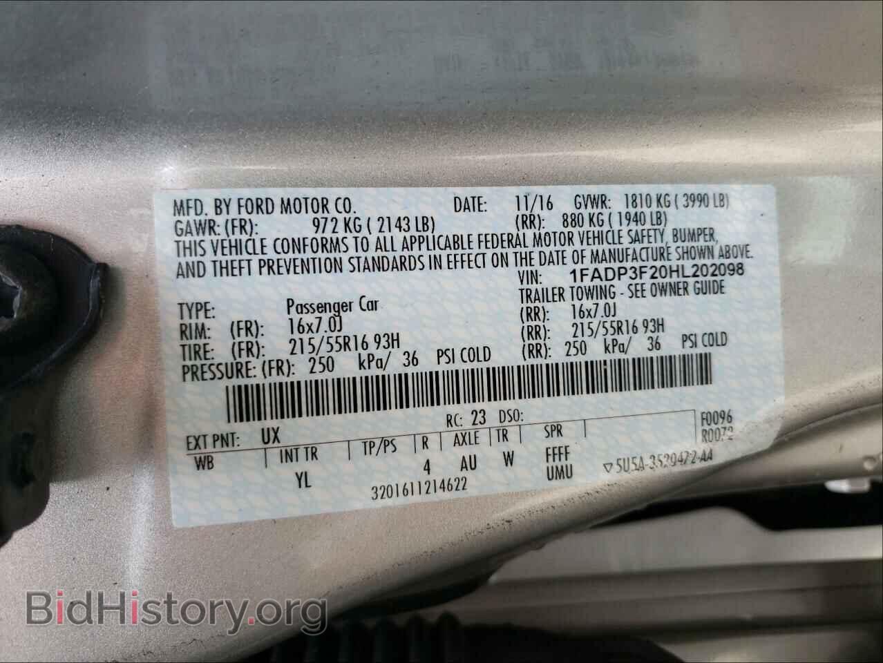 2017 FORD FOCUS - VIN: 1FADP3F20HL202098 - Фото 10