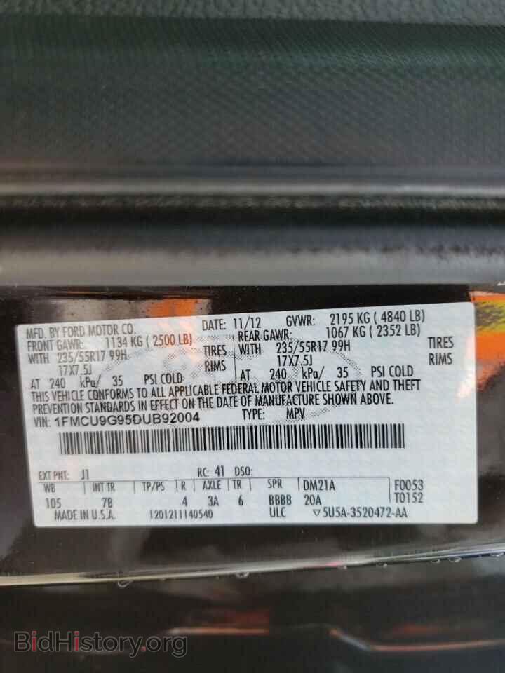 2013 FORD ESCAPE - VIN: 1FMCU9G95DUB92004 - Photo 10