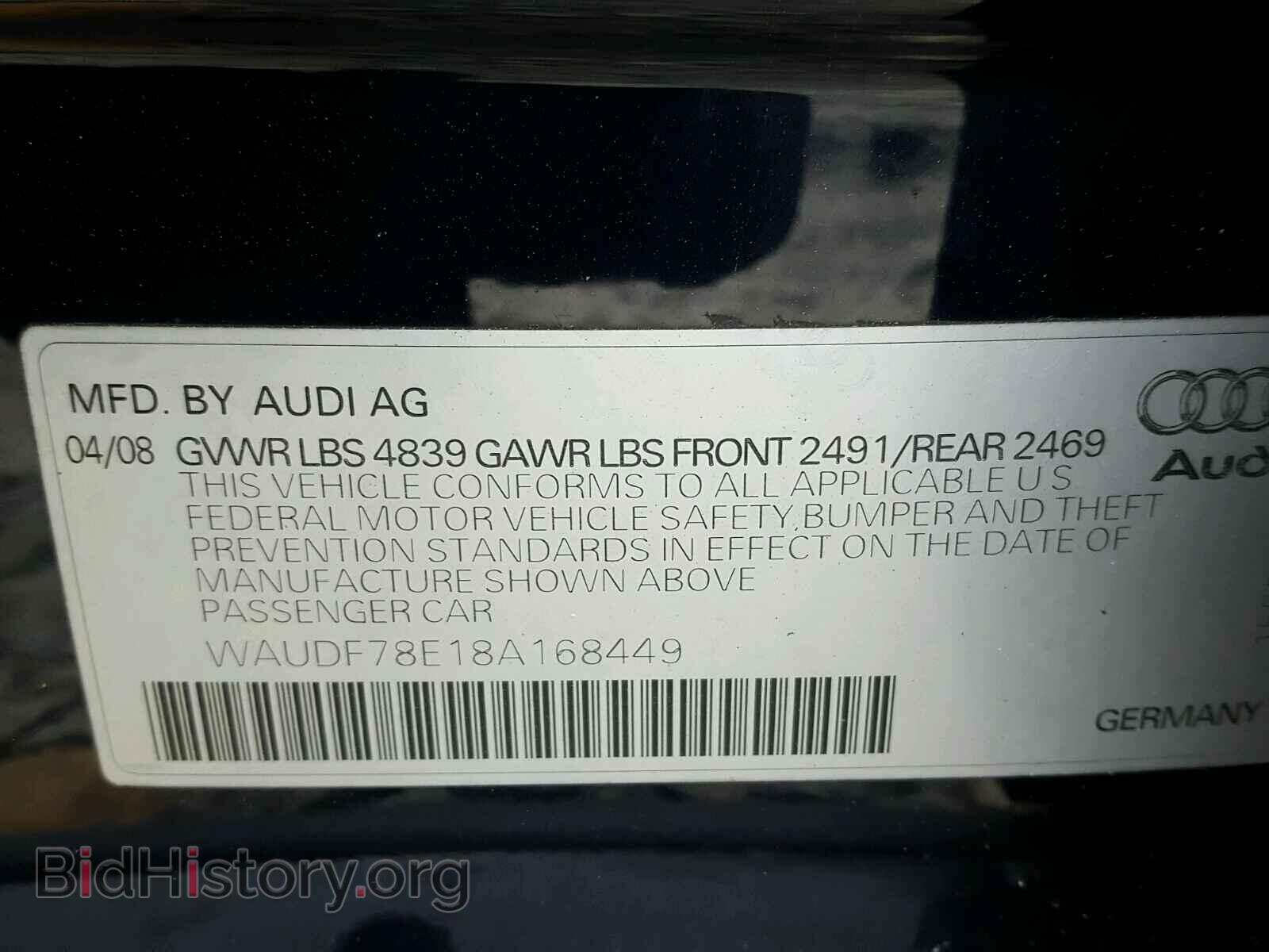 2008 AUDI A4 - VIN: WAUDF78E18A168449 - Фото 10